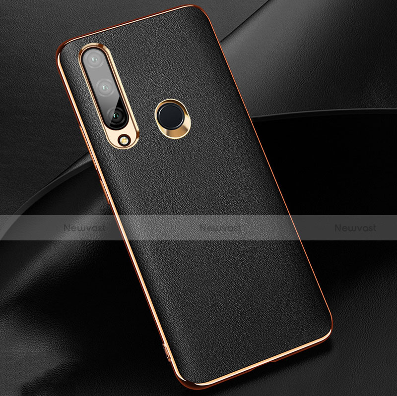 Soft Luxury Leather Snap On Case Cover for Huawei Enjoy 10 Plus Black