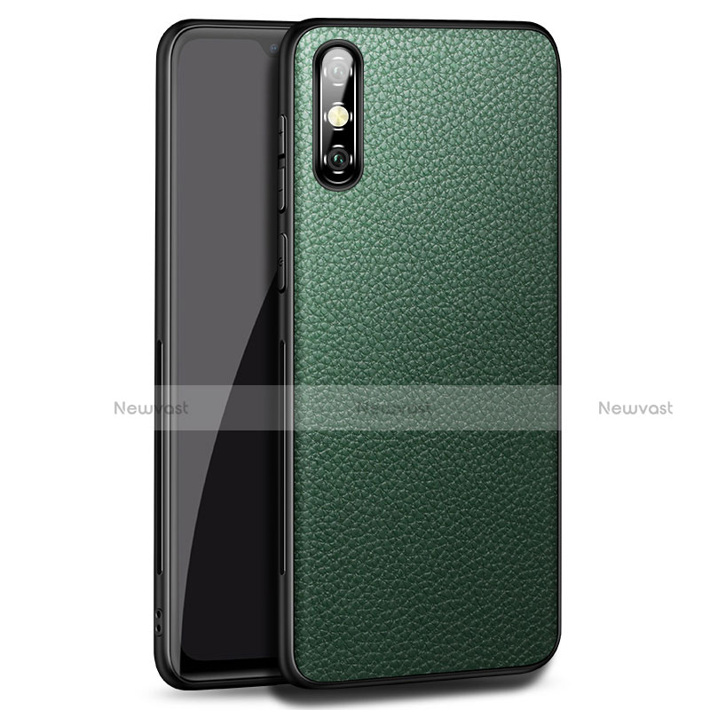 Soft Luxury Leather Snap On Case Cover for Huawei Enjoy 10e Green