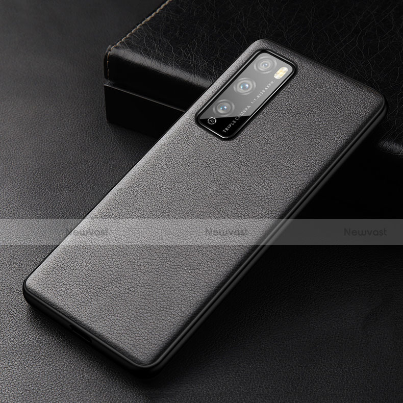 Soft Luxury Leather Snap On Case Cover for Huawei Enjoy 20 Pro 5G Black