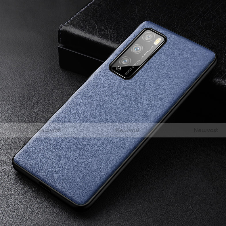 Soft Luxury Leather Snap On Case Cover for Huawei Enjoy Z 5G Blue