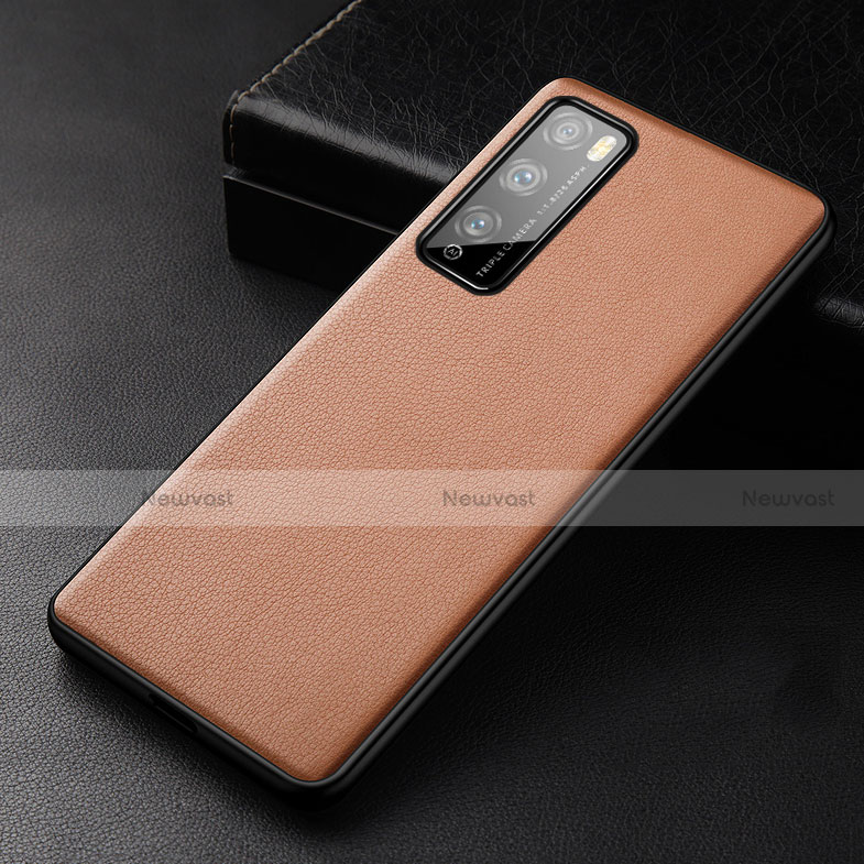 Soft Luxury Leather Snap On Case Cover for Huawei Enjoy Z 5G Orange