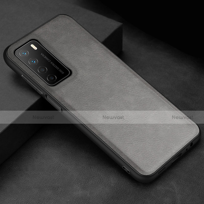 Soft Luxury Leather Snap On Case Cover for Huawei Honor Play4 5G Gray