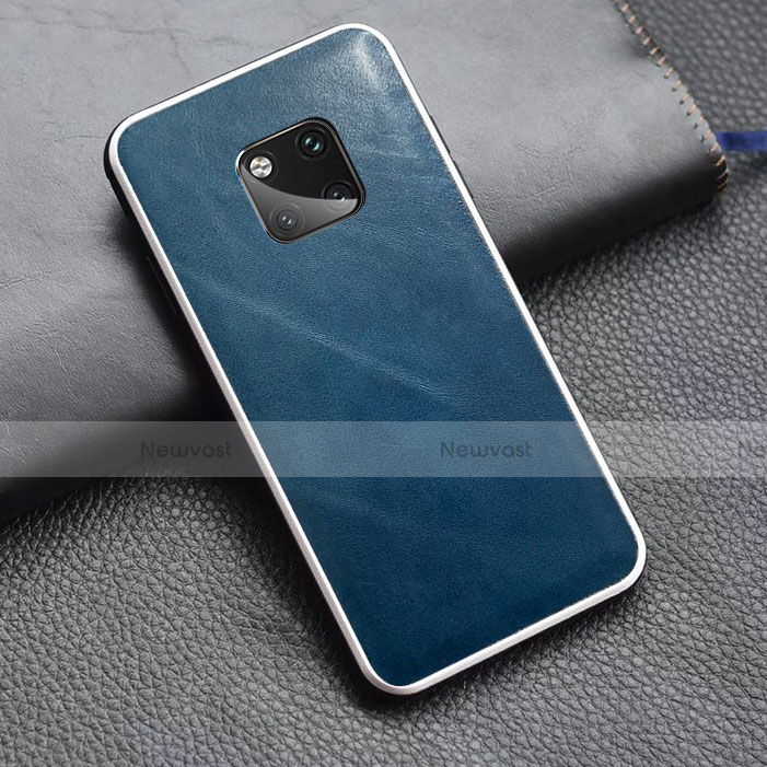 Soft Luxury Leather Snap On Case Cover for Huawei Mate 20 Pro Blue