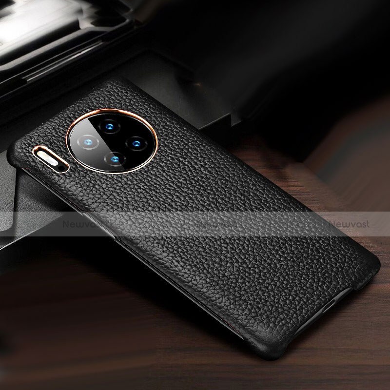 Soft Luxury Leather Snap On Case Cover for Huawei Mate 30 5G Black