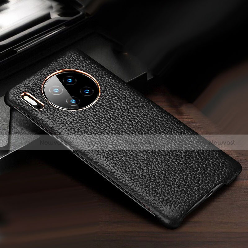 Soft Luxury Leather Snap On Case Cover for Huawei Mate 30 Black