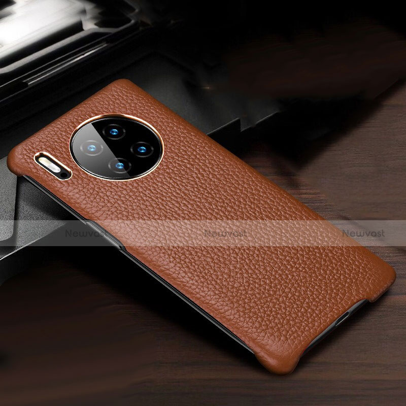 Soft Luxury Leather Snap On Case Cover for Huawei Mate 30 Brown