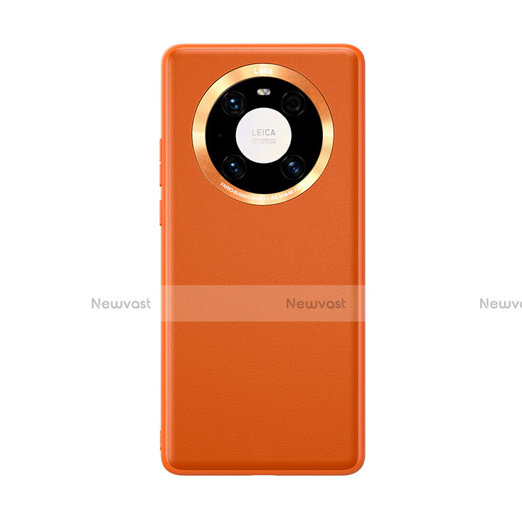 Soft Luxury Leather Snap On Case Cover for Huawei Mate 40E Pro 4G Orange