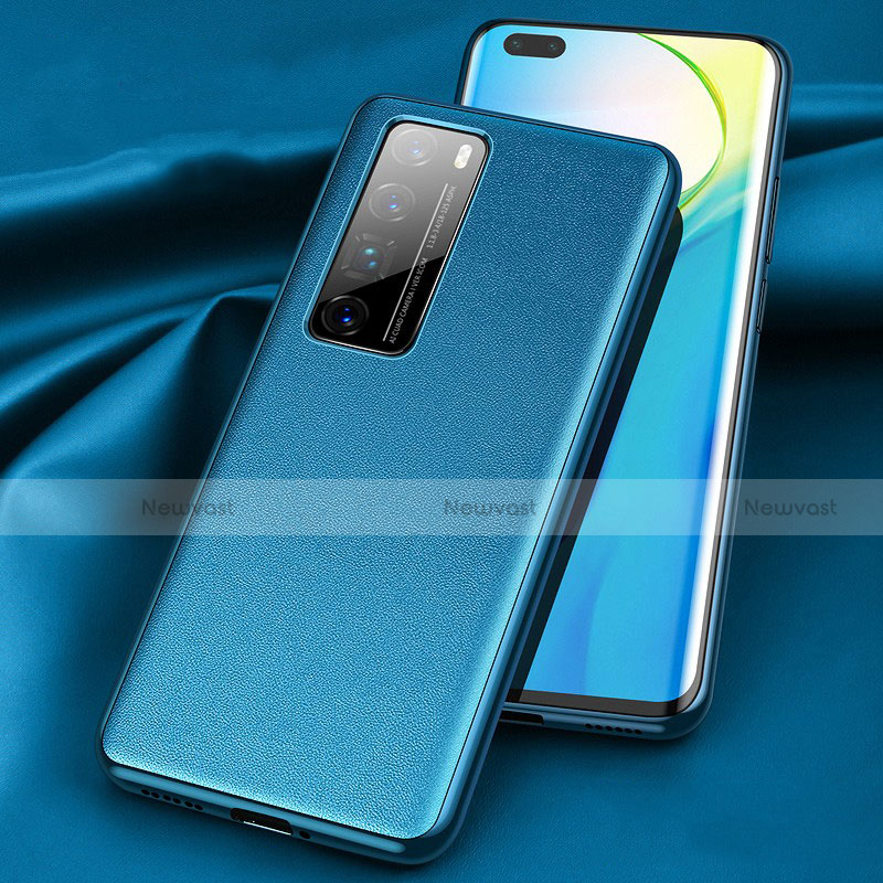 Soft Luxury Leather Snap On Case Cover for Huawei Nova 7 Pro 5G Blue