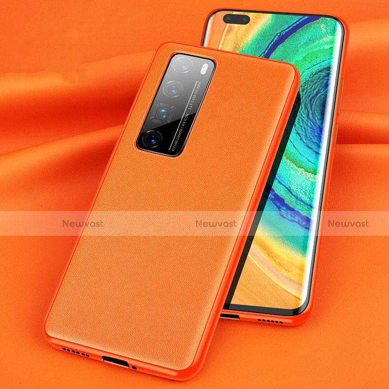 Soft Luxury Leather Snap On Case Cover for Huawei Nova 7 Pro 5G Orange
