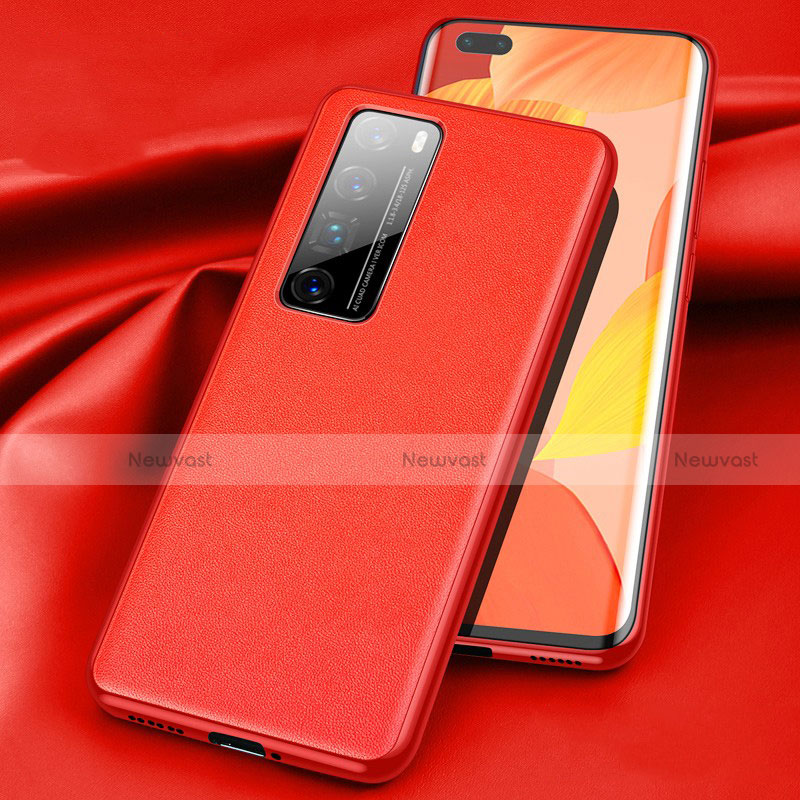 Soft Luxury Leather Snap On Case Cover for Huawei Nova 7 Pro 5G Red