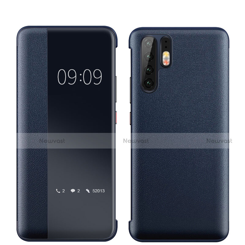 Soft Luxury Leather Snap On Case Cover for Huawei P30 Pro Blue