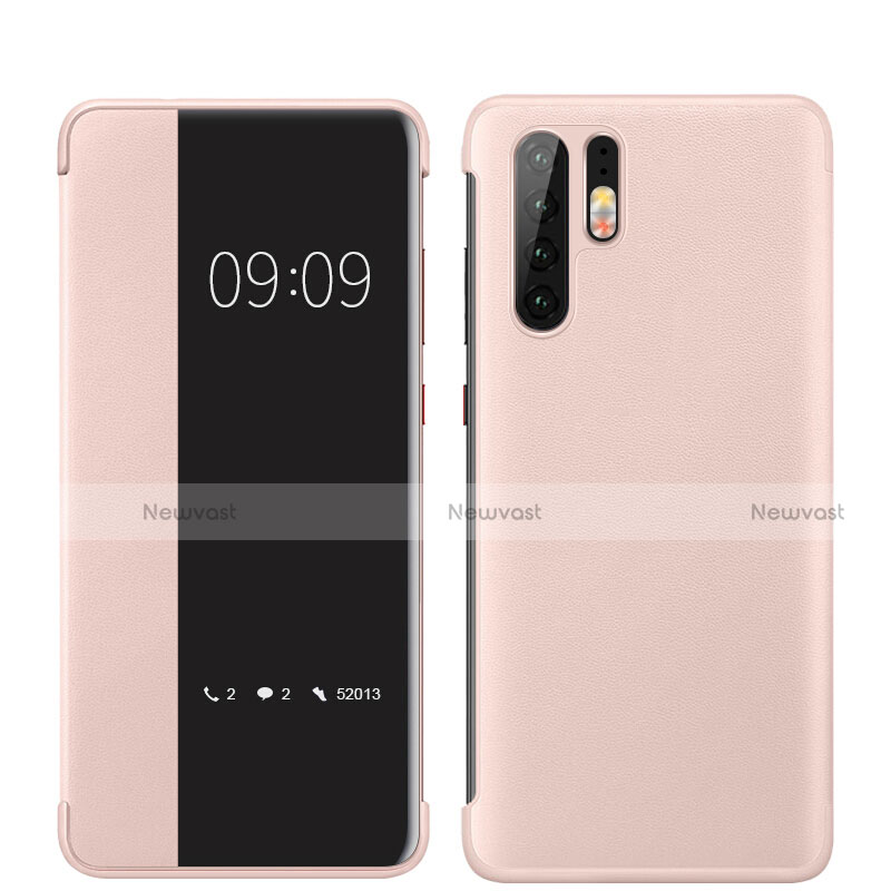 Soft Luxury Leather Snap On Case Cover for Huawei P30 Pro Rose Gold