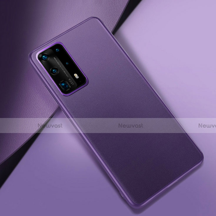 Soft Luxury Leather Snap On Case Cover for Huawei P40 Pro+ Plus Purple
