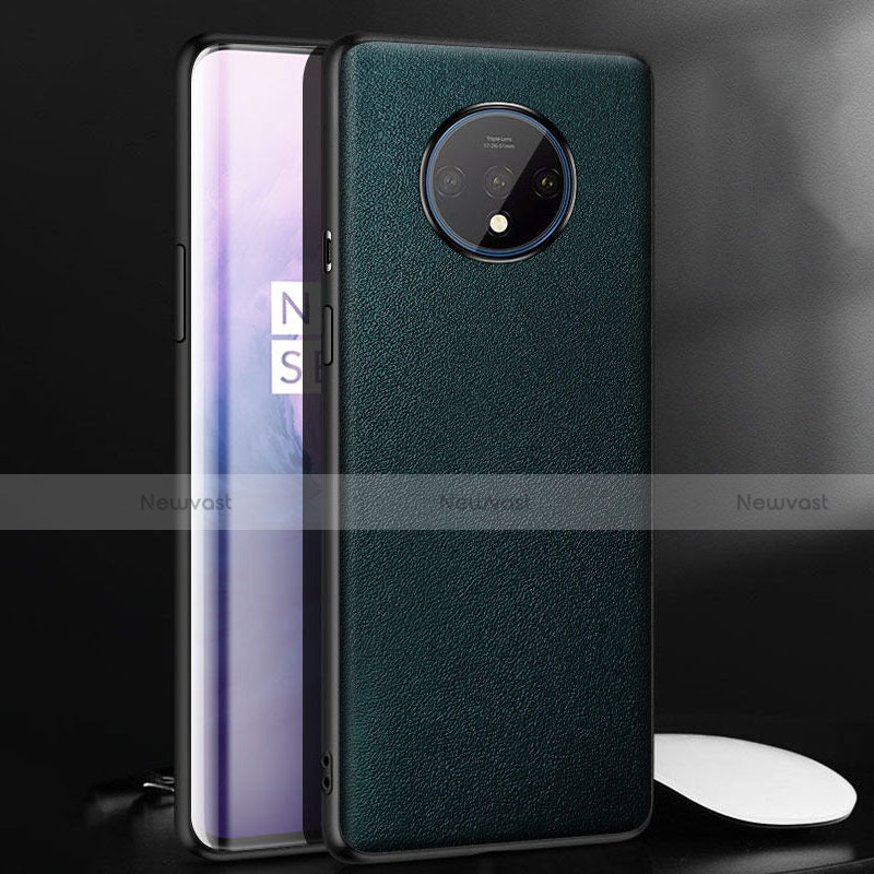Soft Luxury Leather Snap On Case Cover for OnePlus 7T Green