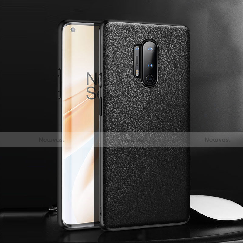 Soft Luxury Leather Snap On Case Cover for OnePlus 8 Pro Black