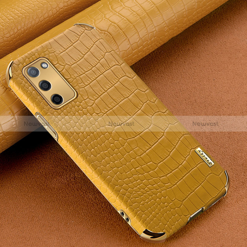 Soft Luxury Leather Snap On Case Cover for Oppo A53s 5G Yellow