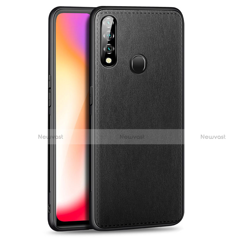 Soft Luxury Leather Snap On Case Cover for Oppo A8 Black