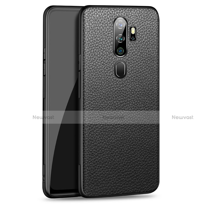 Soft Luxury Leather Snap On Case Cover for Oppo A9 (2020) Black