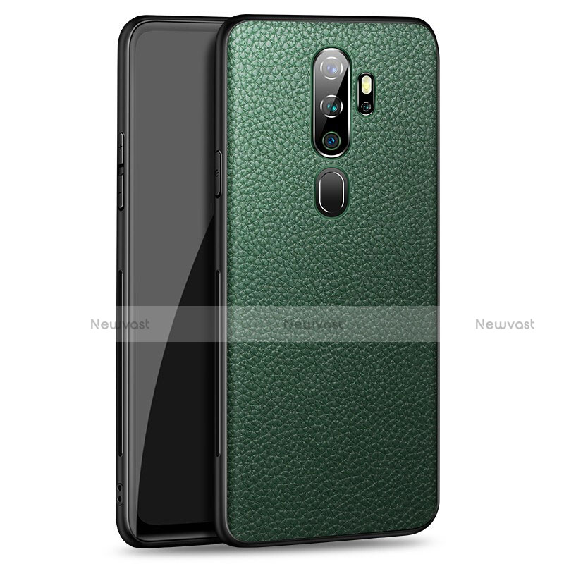 Soft Luxury Leather Snap On Case Cover for Oppo A9 (2020) Green