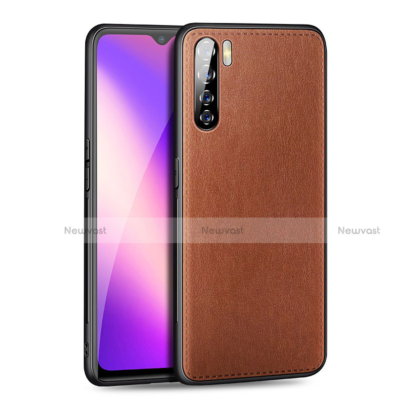 Soft Luxury Leather Snap On Case Cover for Oppo A91 Brown