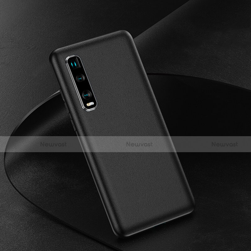 Soft Luxury Leather Snap On Case Cover for Oppo Find X2 Pro Black