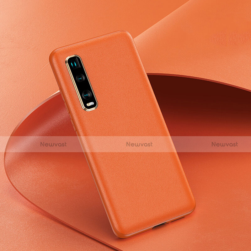 Soft Luxury Leather Snap On Case Cover for Oppo Find X2 Pro Orange