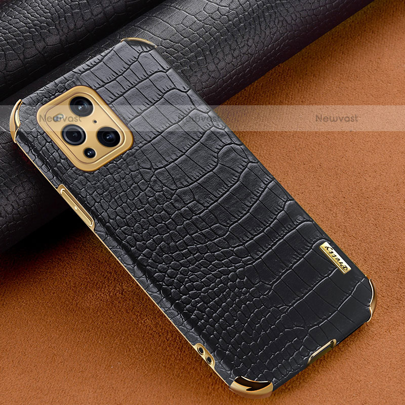 Soft Luxury Leather Snap On Case Cover for Oppo Find X3 Pro 5G Black
