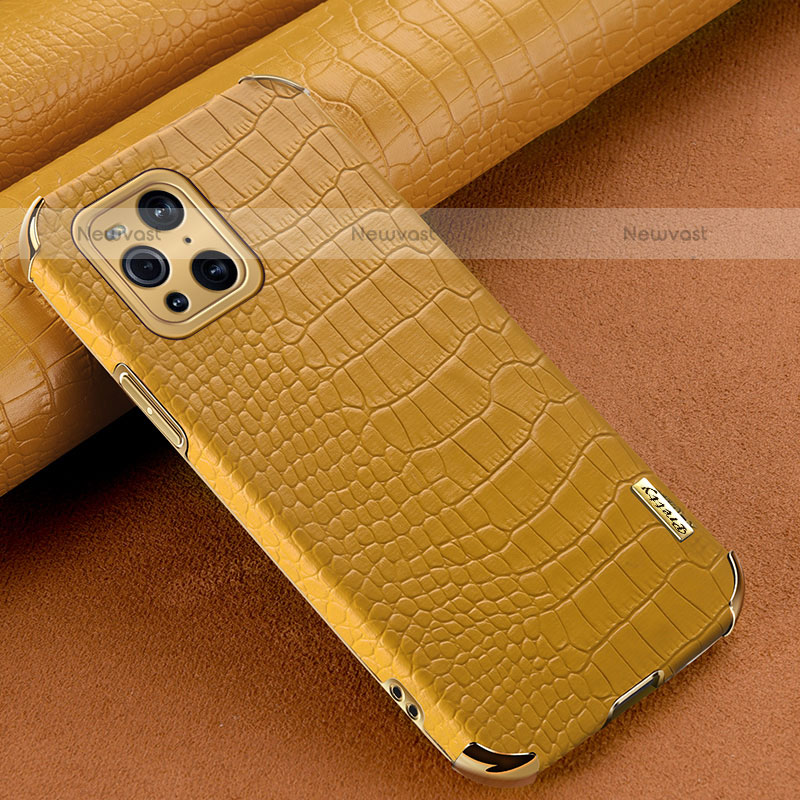 Soft Luxury Leather Snap On Case Cover for Oppo Find X3 Pro 5G Yellow