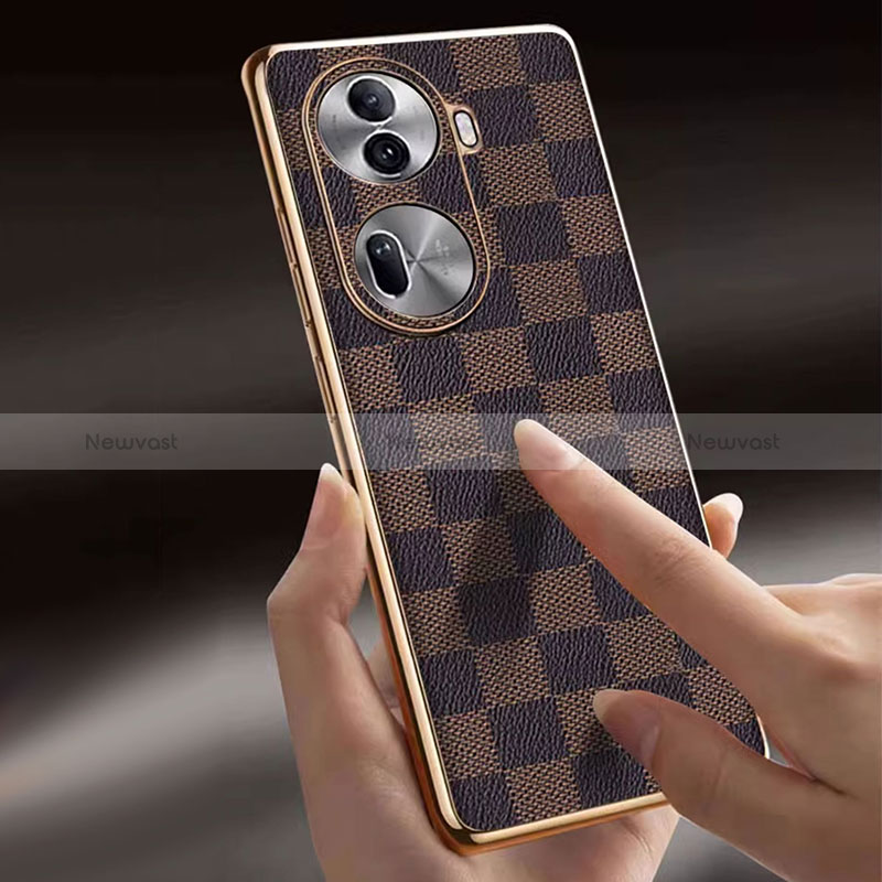 Soft Luxury Leather Snap On Case Cover for Oppo Reno11 Pro 5G Brown