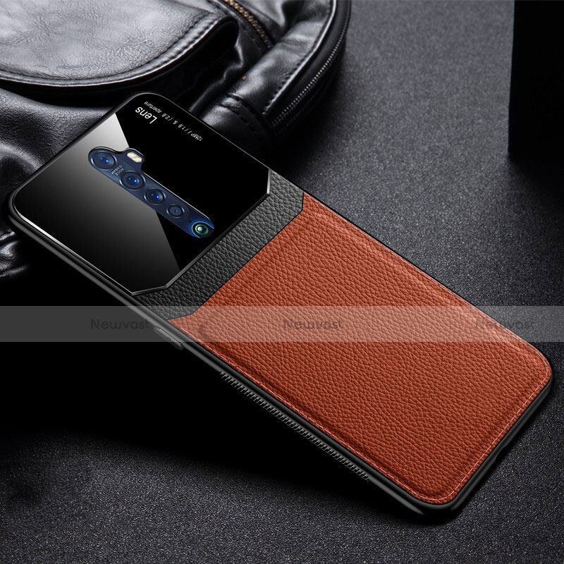 Soft Luxury Leather Snap On Case Cover for Oppo Reno2 Brown