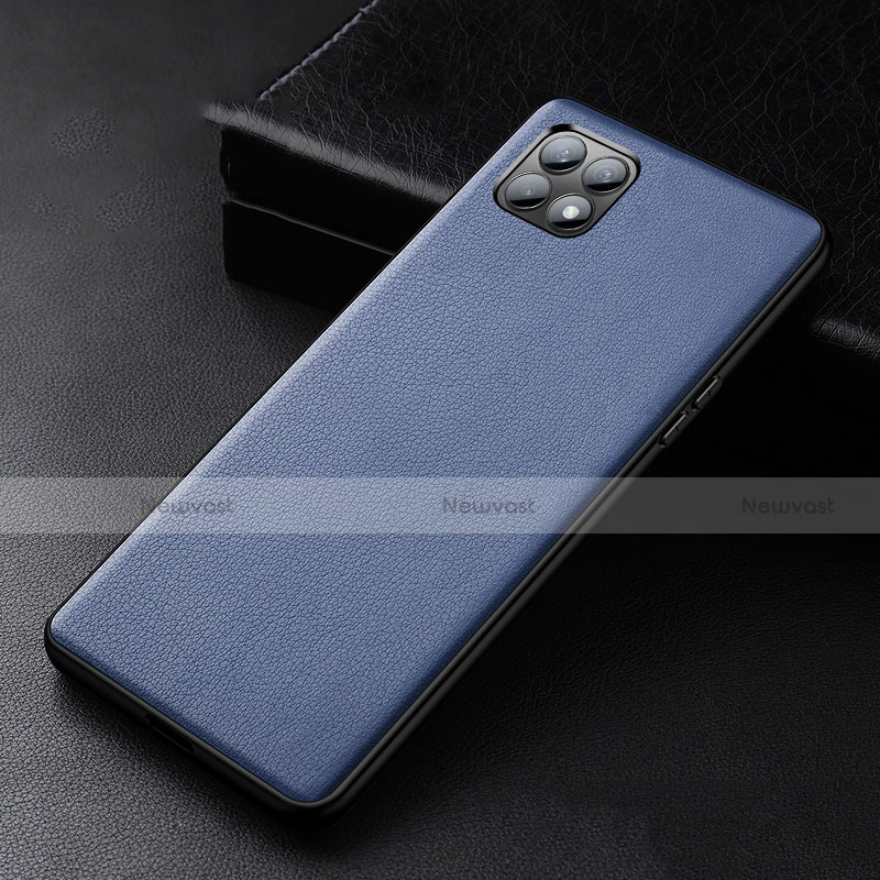 Soft Luxury Leather Snap On Case Cover for Oppo Reno4 SE 5G Blue