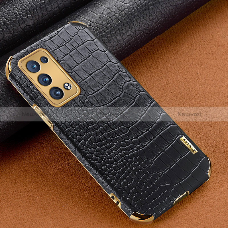 Soft Luxury Leather Snap On Case Cover for Oppo Reno6 Pro 5G Black