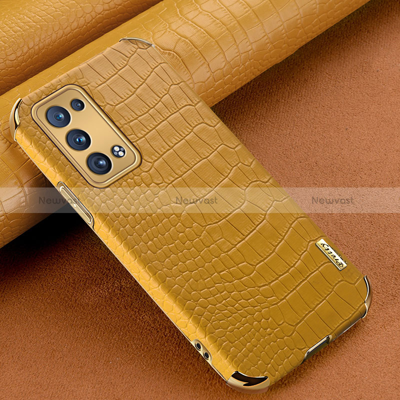 Soft Luxury Leather Snap On Case Cover for Oppo Reno6 Pro 5G Yellow