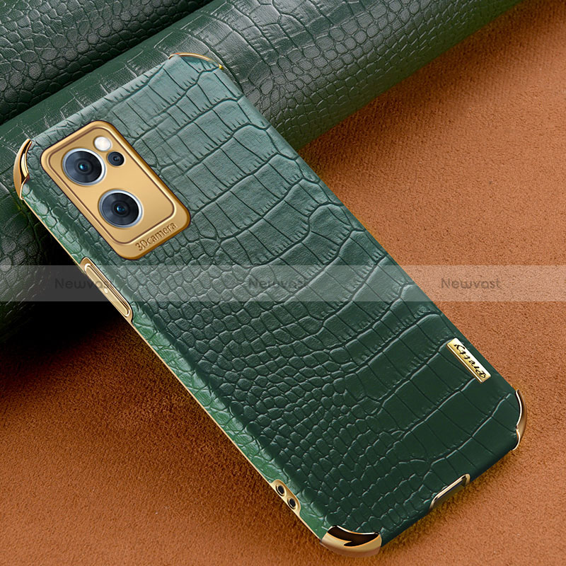 Soft Luxury Leather Snap On Case Cover for Oppo Reno7 5G Green