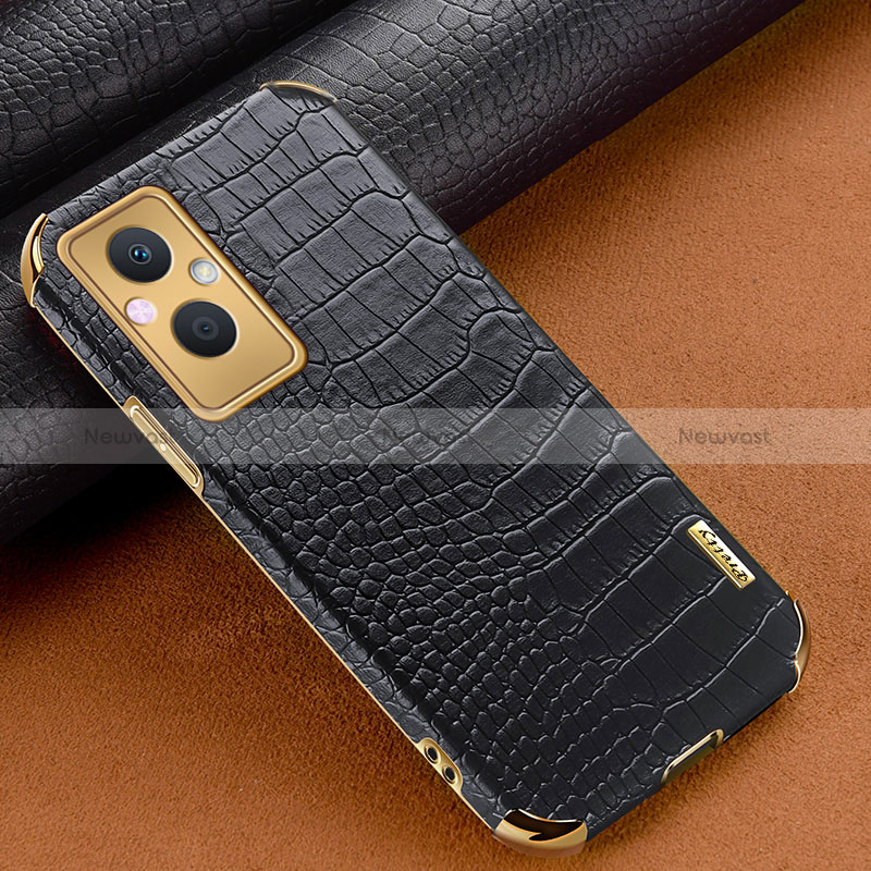 Soft Luxury Leather Snap On Case Cover for Oppo Reno7 Lite 5G Black