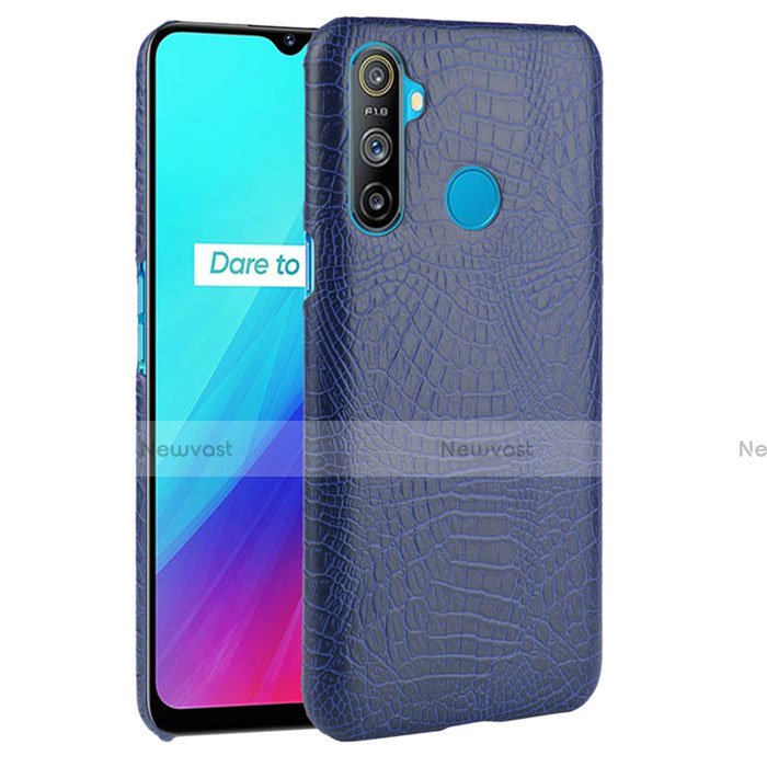Soft Luxury Leather Snap On Case Cover for Realme C3 Blue