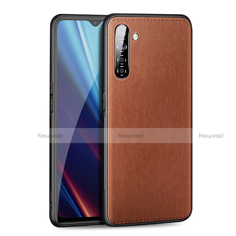 Soft Luxury Leather Snap On Case Cover for Realme X2 Brown
