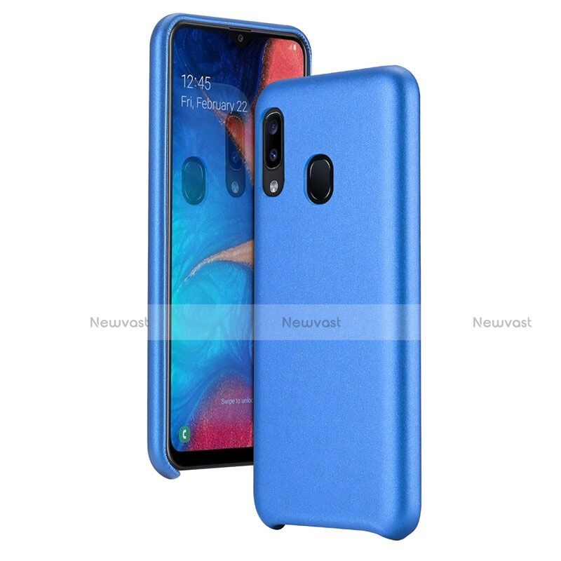 Soft Luxury Leather Snap On Case Cover for Samsung Galaxy A20e Blue