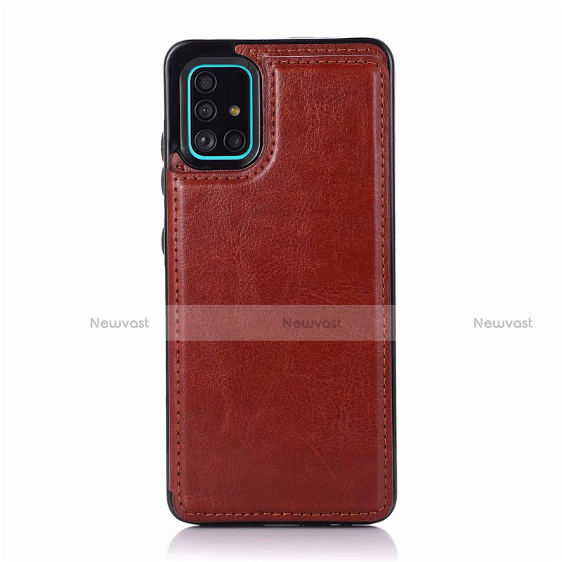 Soft Luxury Leather Snap On Case Cover for Samsung Galaxy A51 5G Brown