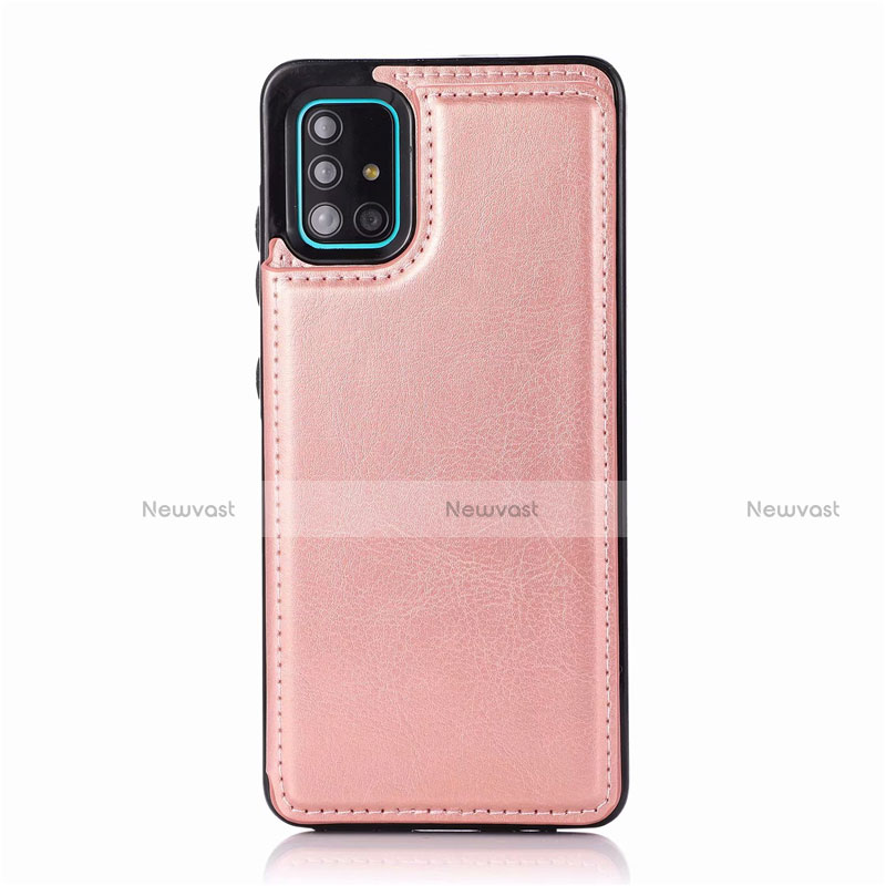 Soft Luxury Leather Snap On Case Cover for Samsung Galaxy A51 5G Rose Gold