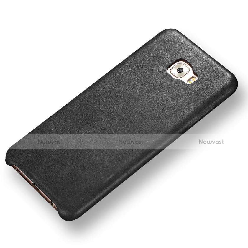 Soft Luxury Leather Snap On Case Cover for Samsung Galaxy C5 Pro C5010 Black