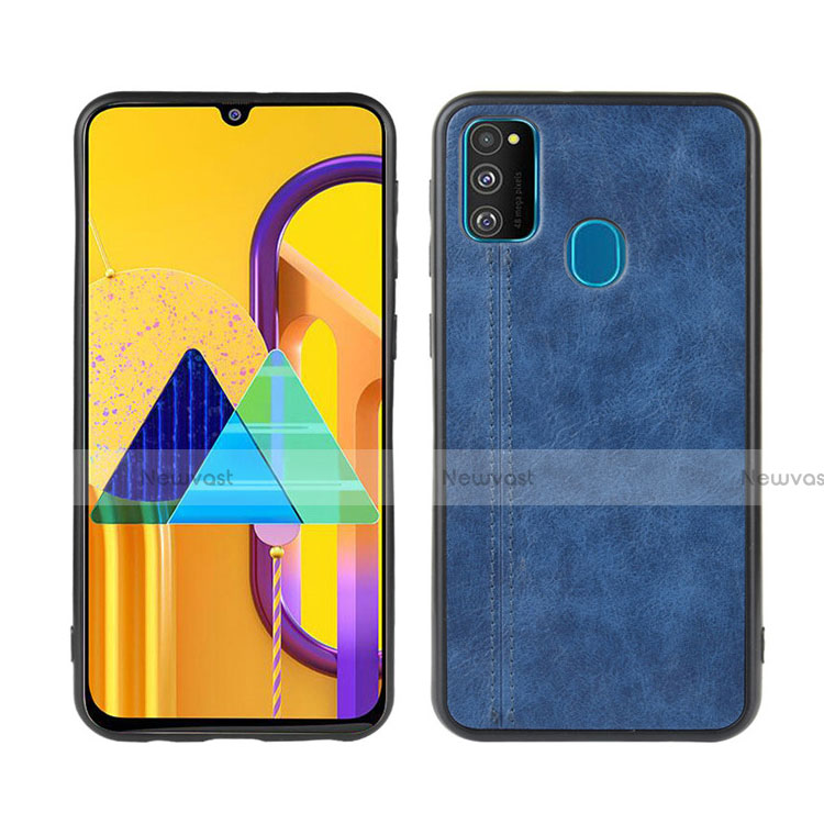 Soft Luxury Leather Snap On Case Cover for Samsung Galaxy M21 Blue