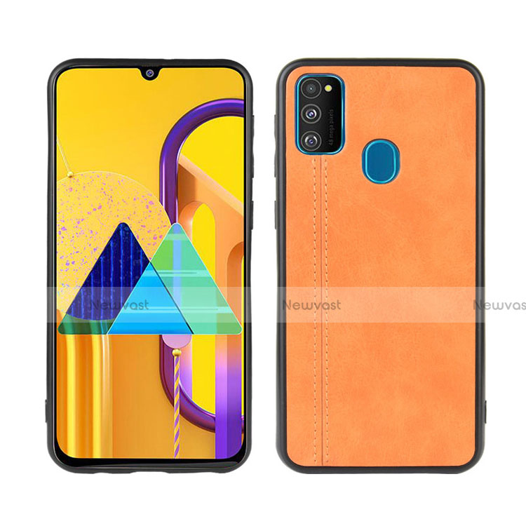 Soft Luxury Leather Snap On Case Cover for Samsung Galaxy M21 Orange