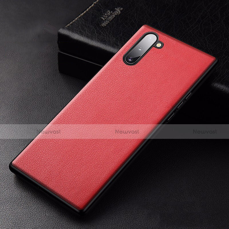 Soft Luxury Leather Snap On Case Cover for Samsung Galaxy Note 10 5G Red