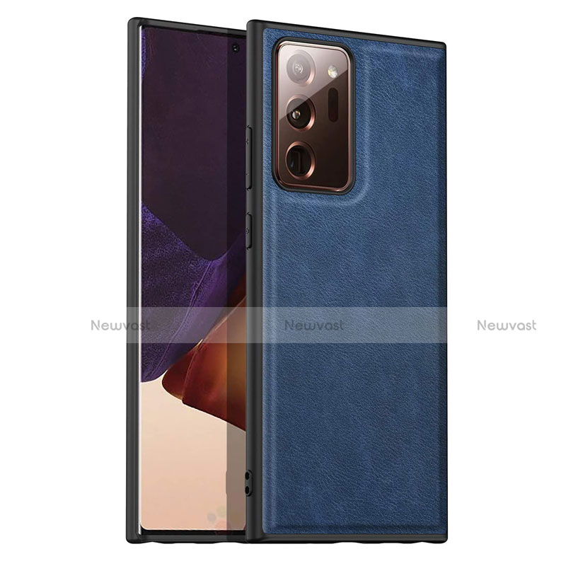 Soft Luxury Leather Snap On Case Cover for Samsung Galaxy Note 20 Ultra 5G Blue