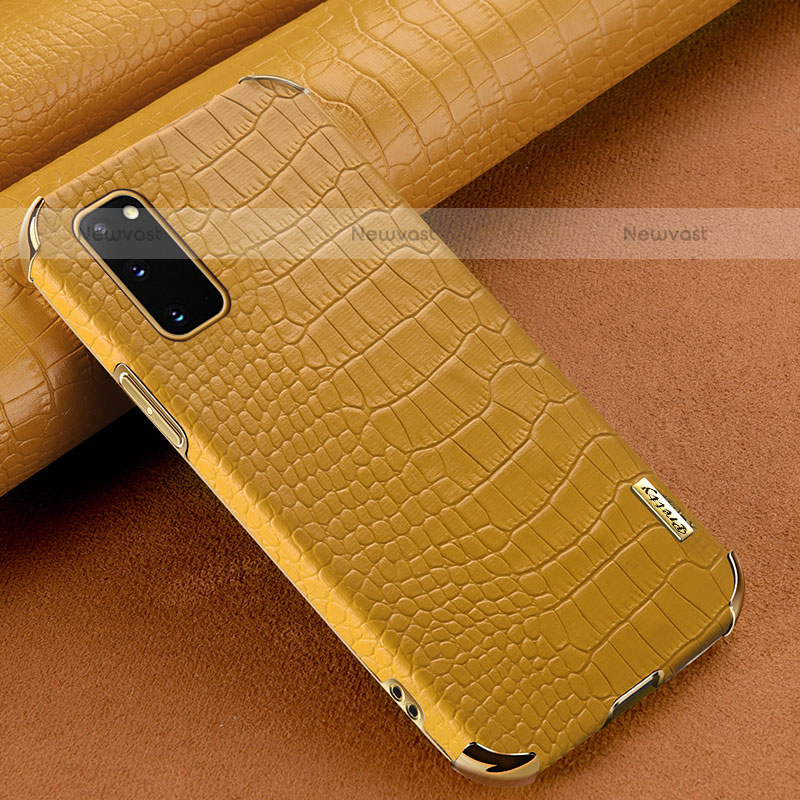 Soft Luxury Leather Snap On Case Cover for Samsung Galaxy S20 Yellow