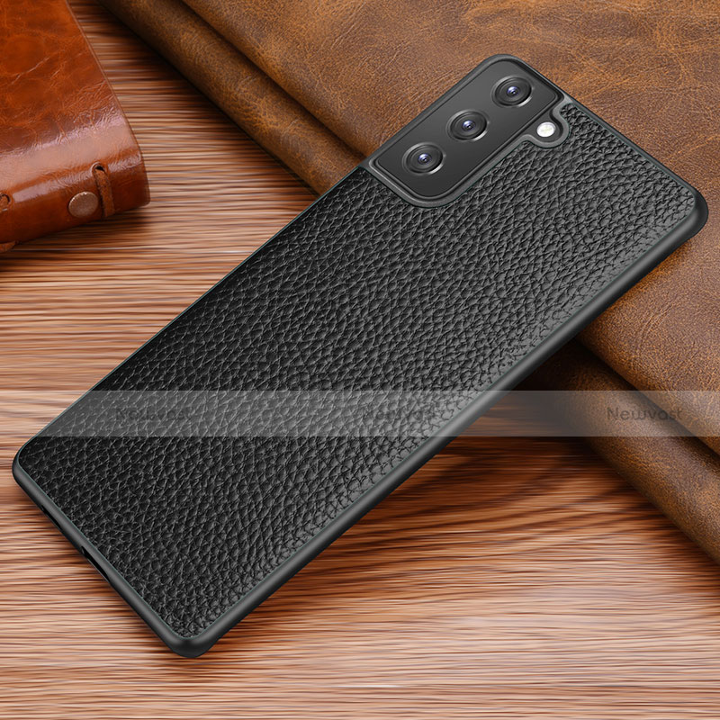 Soft Luxury Leather Snap On Case Cover for Samsung Galaxy S21 5G Black