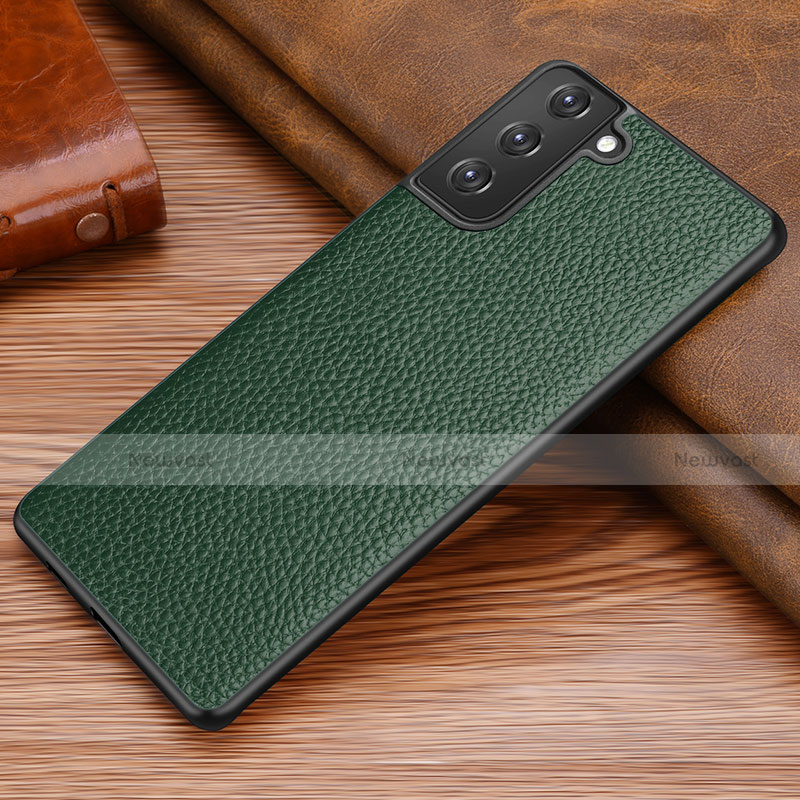 Soft Luxury Leather Snap On Case Cover for Samsung Galaxy S21 5G Midnight Green