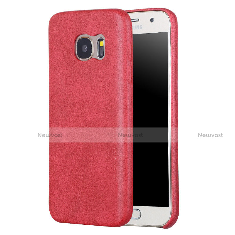 Soft Luxury Leather Snap On Case Cover for Samsung Galaxy S7 G930F G930FD Red