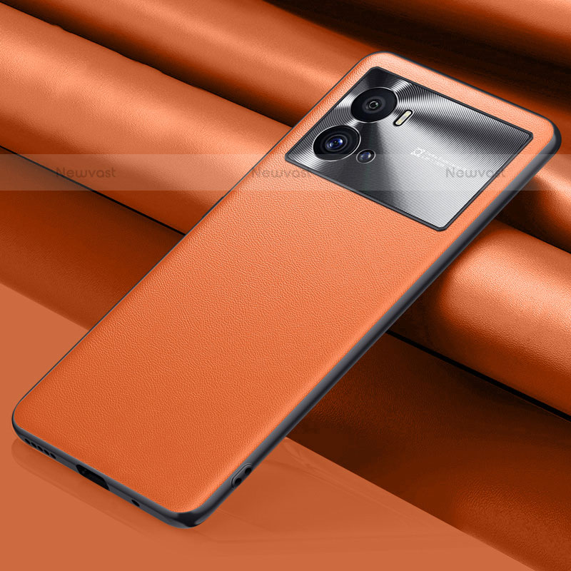 Soft Luxury Leather Snap On Case Cover for Vivo iQOO 9 5G Orange